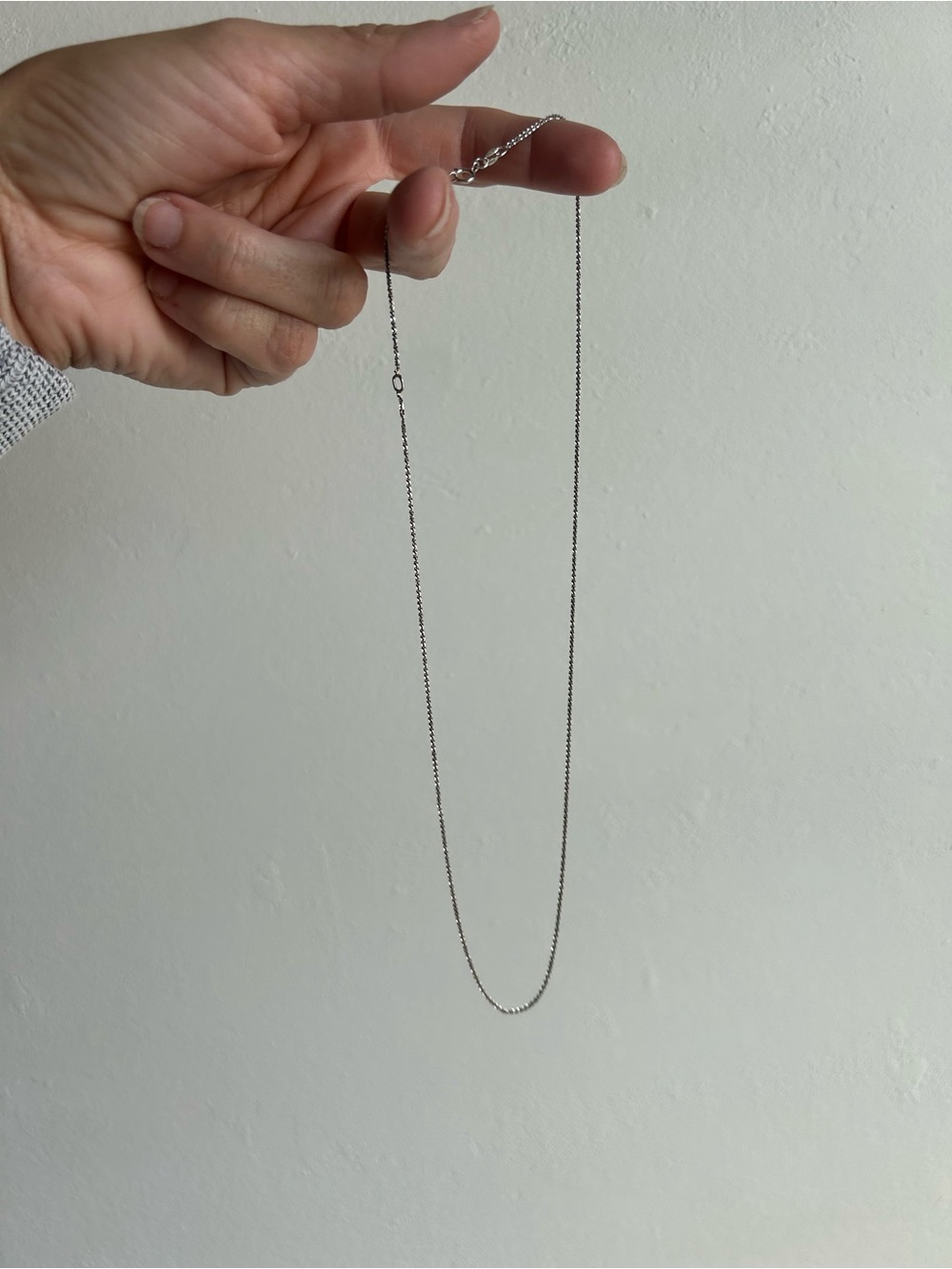 14kt white gold Minimal Silver Chain Necklace - Sleek Everyday Pendant Chain